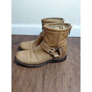 Frye Womens Phillip Harness Moto Ankle Short  Boots Sz 6B Zip